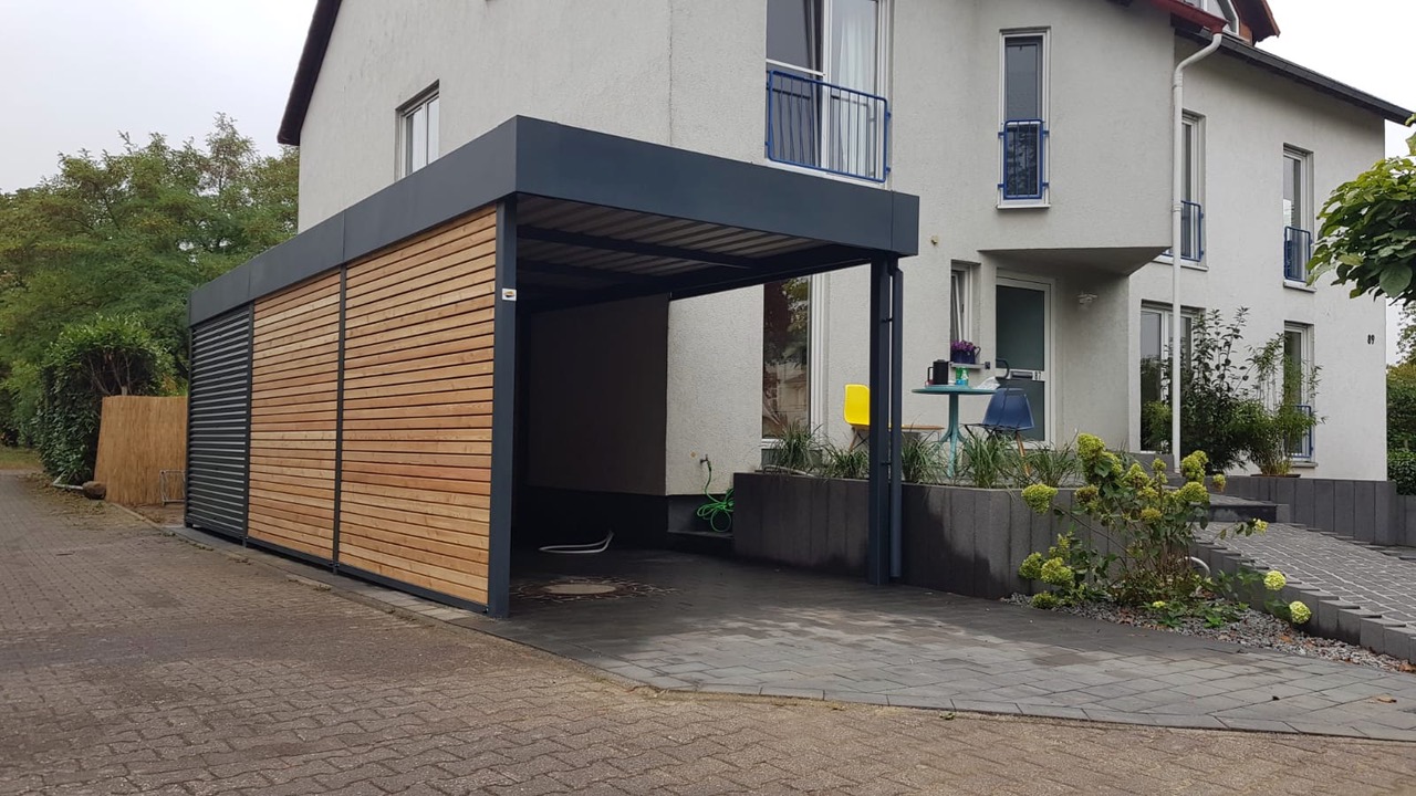 Carport mit Schuppen - Carportmaster Projekt 20-F-2135 - 55218 Ingelheim - Carportbild 01