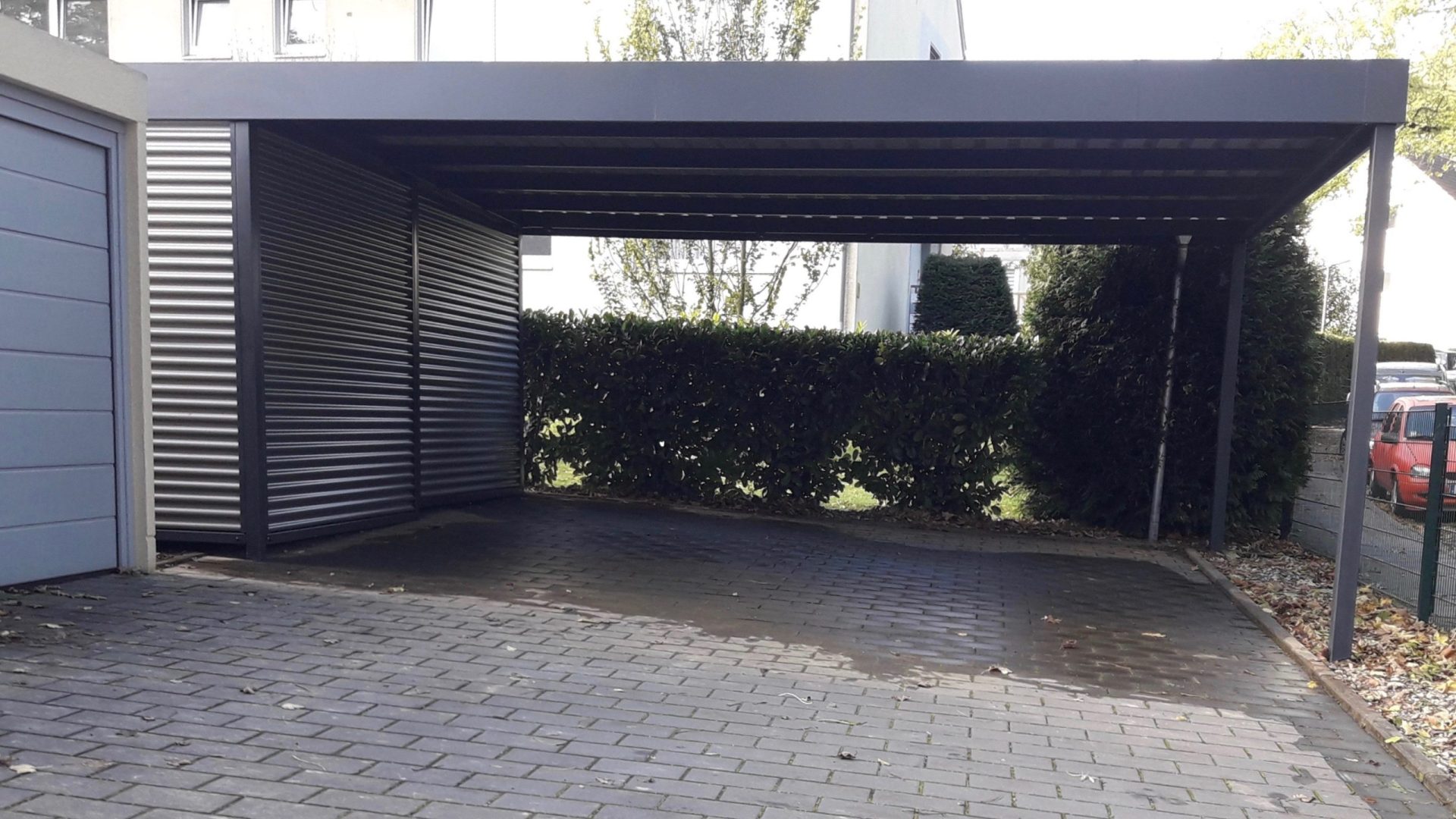 Doppelcarport mit Schuppen - Carportmaster Projekt 17-P-1820 - 45309 Essen - Carportbild 01