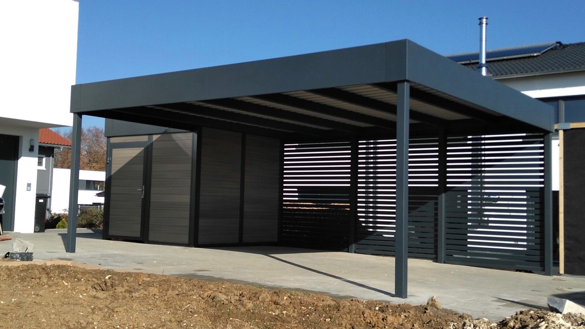 Doppelcarport mit Schuppen - Carportmaster Projekt 18-P-1732- 89179 Beimerstetten - Carportbild 01