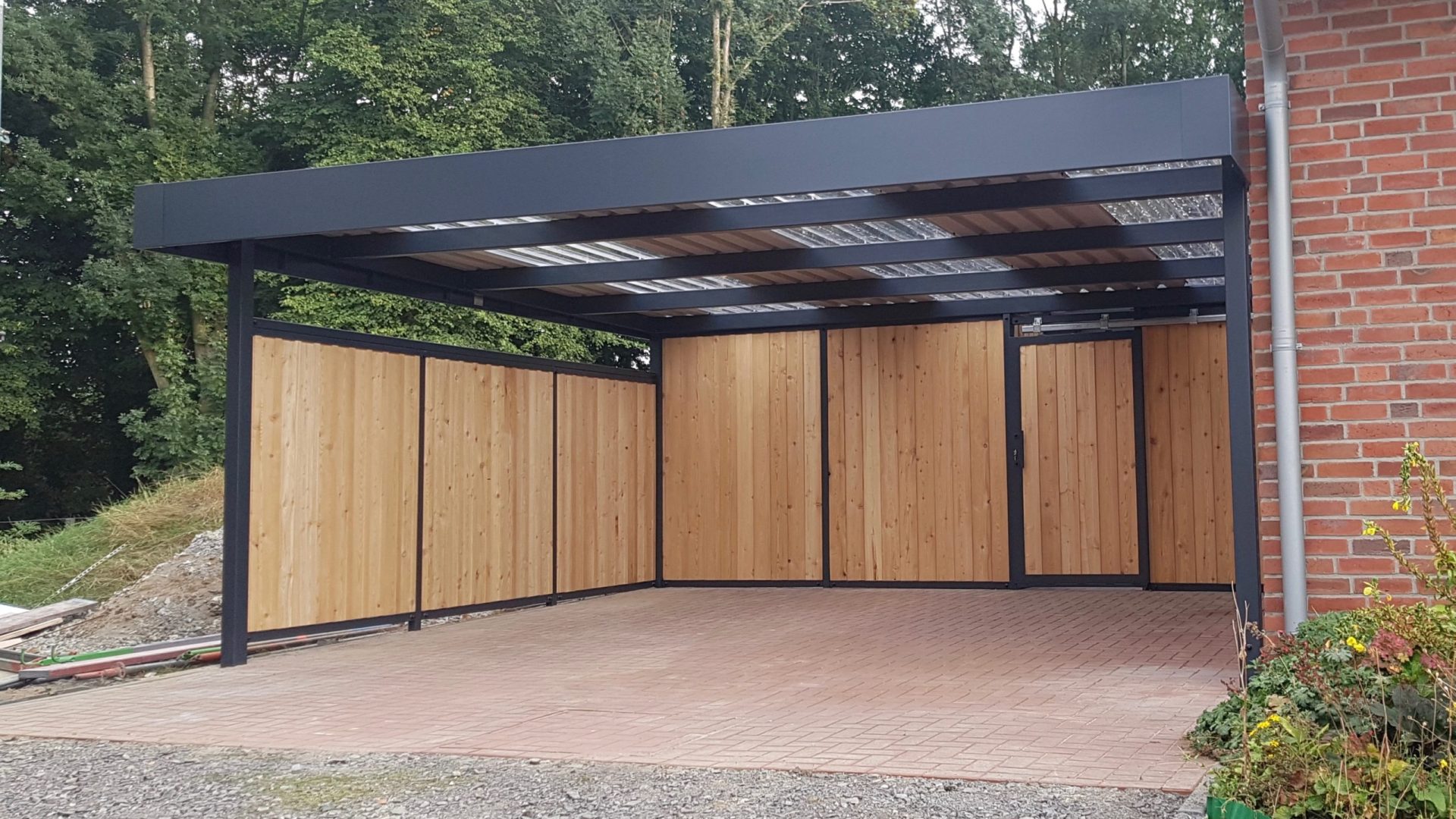 Doppelcarport mit Schuppen - Carportmaster Projekt 18-P-1743 - 46244 Bottrop - Carportbild 01