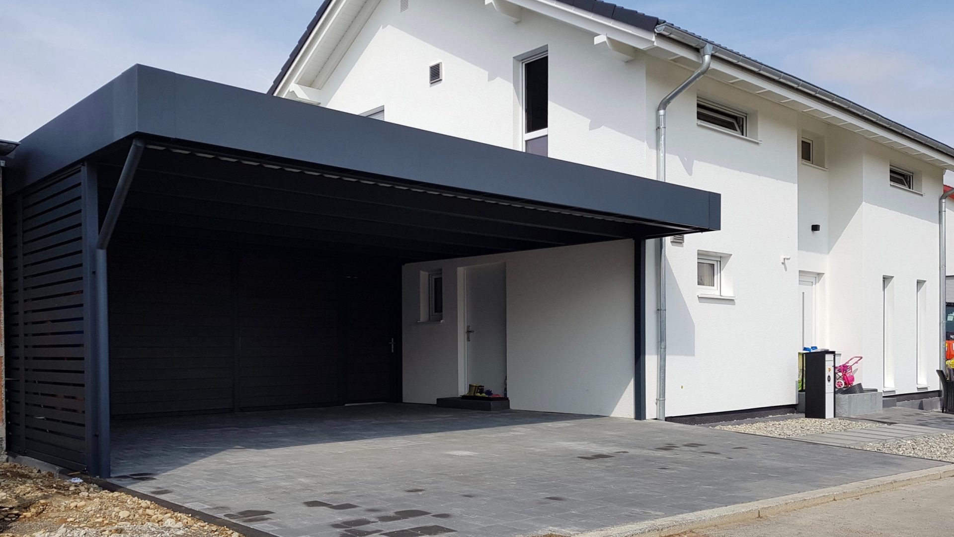 Doppelcarport mit Schuppen - Carportmaster Projekt 19-P-2179 - 88471 Laupheim - Carportbild 01