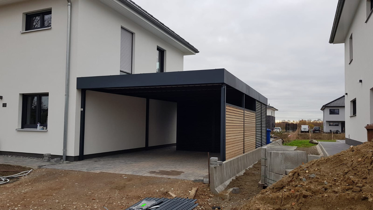 Doppelcarport mit Schuppen - Carportmaster Projekt 20-F-2774 - 38479 Tappenbeck - Carportbild 01