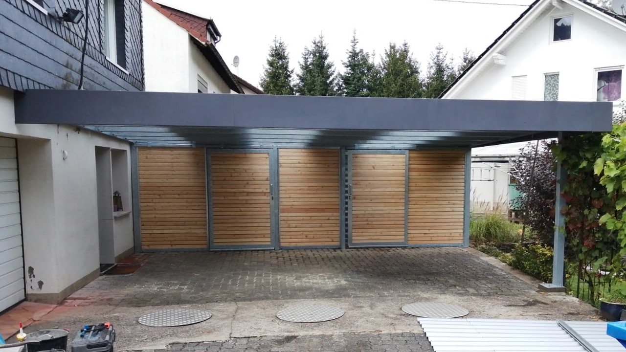 Doppelcarport mit Schuppen - Carportmaster Projekt 20-P-2852 - 57562 Herdorf - Carportbild 01