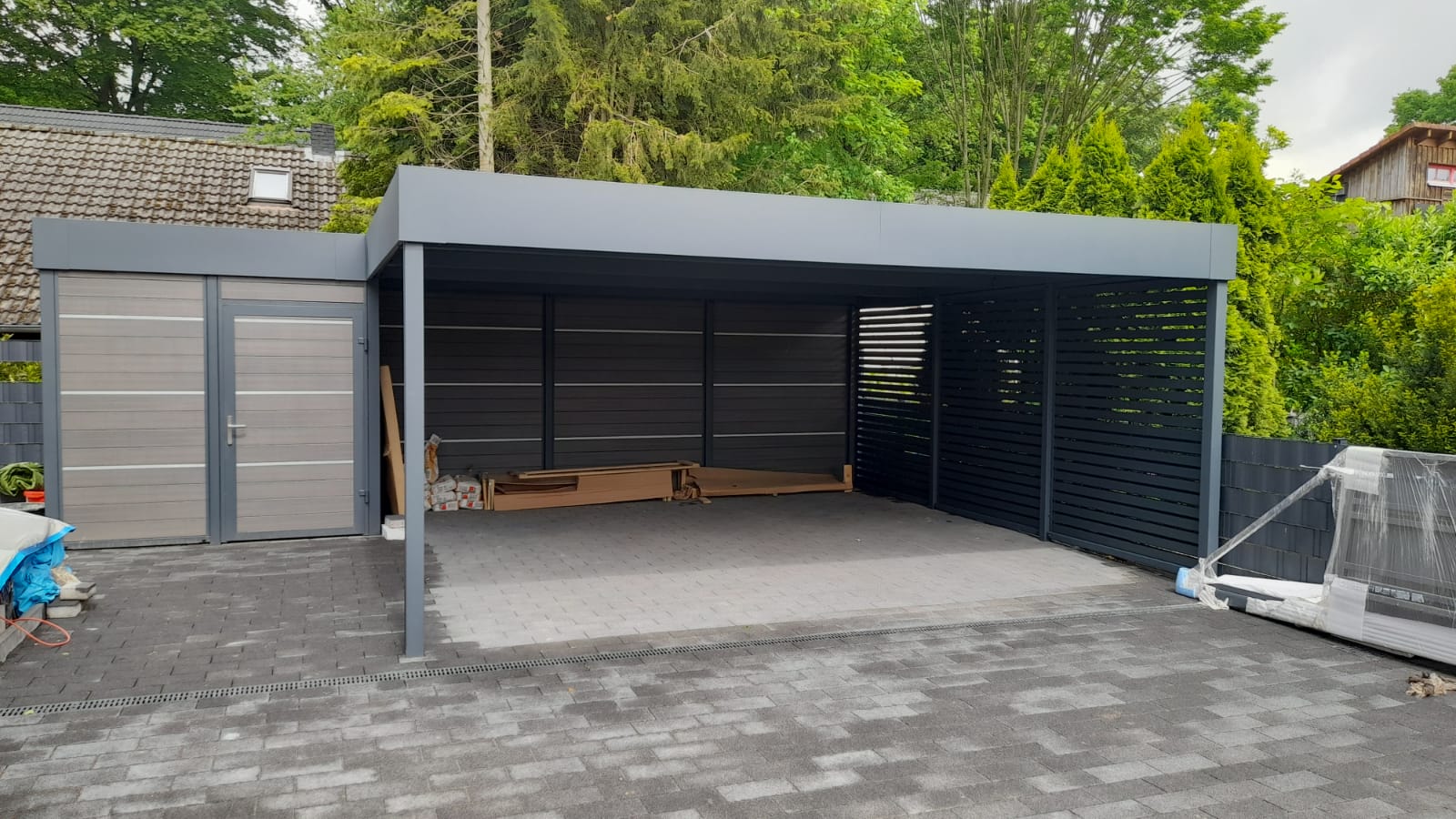 Doppelcarport mit Schuppen - Carportmaster Projekt 22-C-3375 - 25482 Appen - Carportbild 01