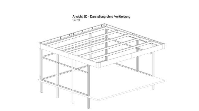 In gleicher Darstellungsart wird auch die Rückseite des Carports, Ansicht C dargestellt.