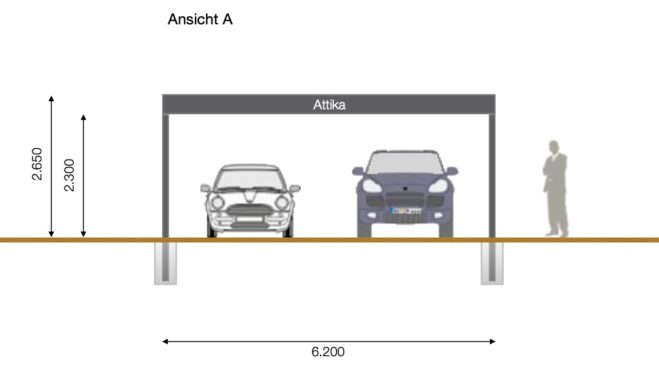 Service CAD - Carport-Layout Ansicht A