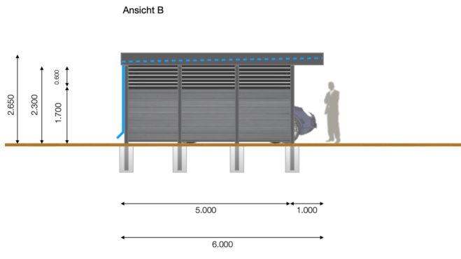 Service CAD - Carport Layout Ansicht B