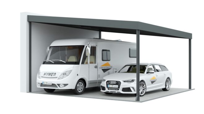 Doppelcarport mit Pultdach für Wohnmobile